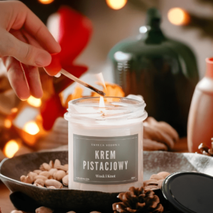 Krem Pistacjowy świeca sojowa - Wosk i Knot